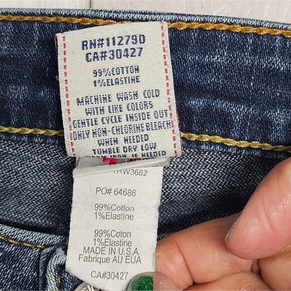 True Religion Billy Jeans Womens 30 Studs Details Flaps Pockets Low Rise Y2K - Picture 15 of 15